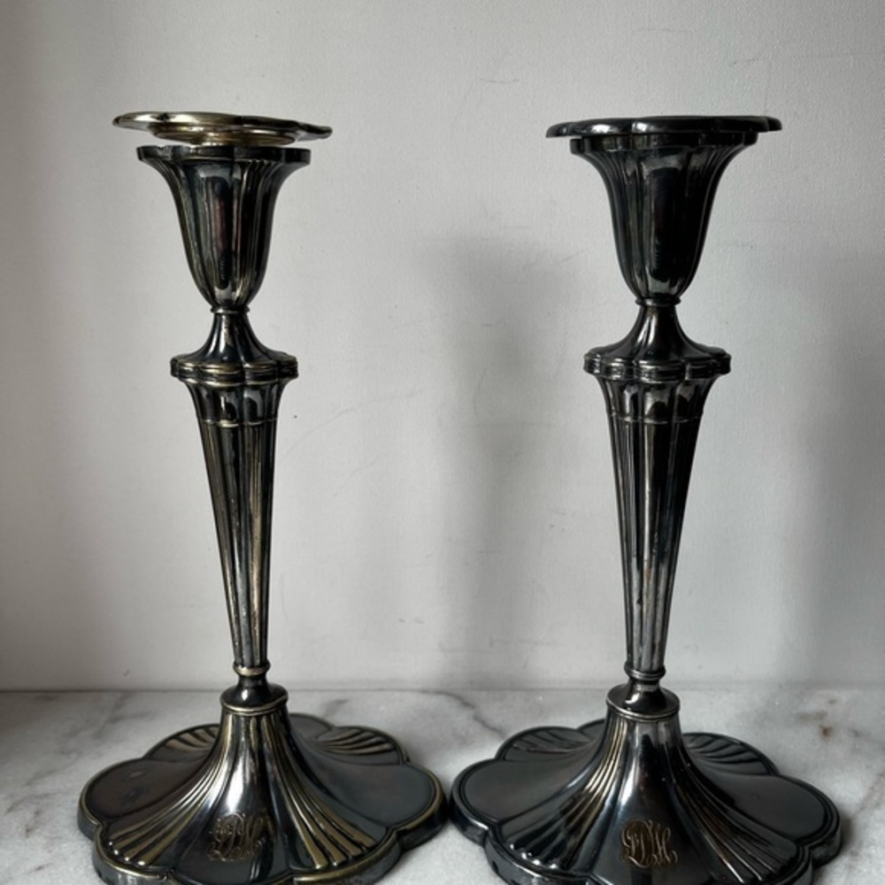 Vintage antique Gorham 11” 0200 silver solder Candlesticks candle holders holder